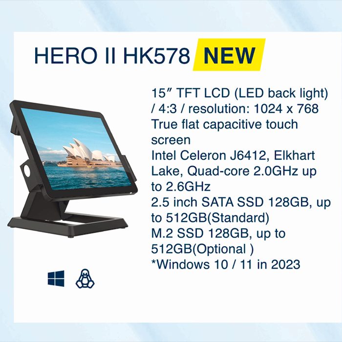 高通骁龙 450（8 核）1.8Ghz 一体式 POS，配备 15.6 英寸 TFT LCD 宽屏显示屏