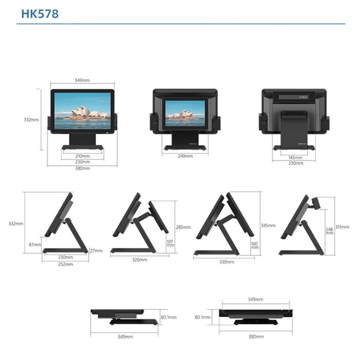 高通骁龙 450（8 核）1.8Ghz 一体式 POS，配备 15.6 英寸 TFT LCD 宽屏显示屏